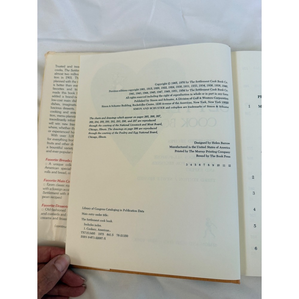 The Settlement Cook Book 1976 Revised Enlarged Simon & Schuster Hardcover Yellow - Picture 3 of 4
